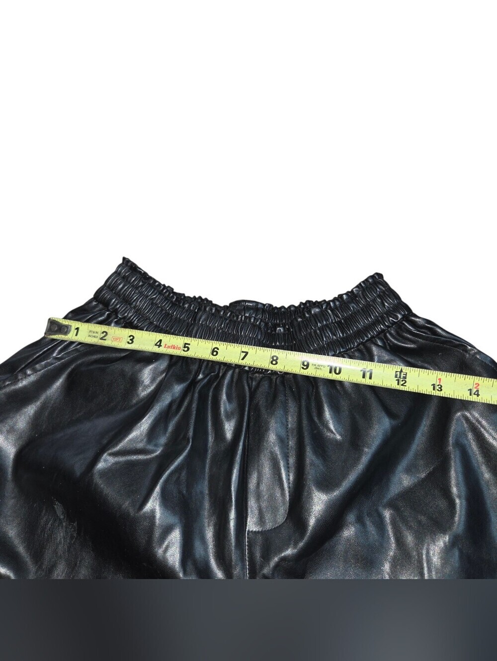High Waist Black Faux Leather Shorts - Women - Picture 6 of 7